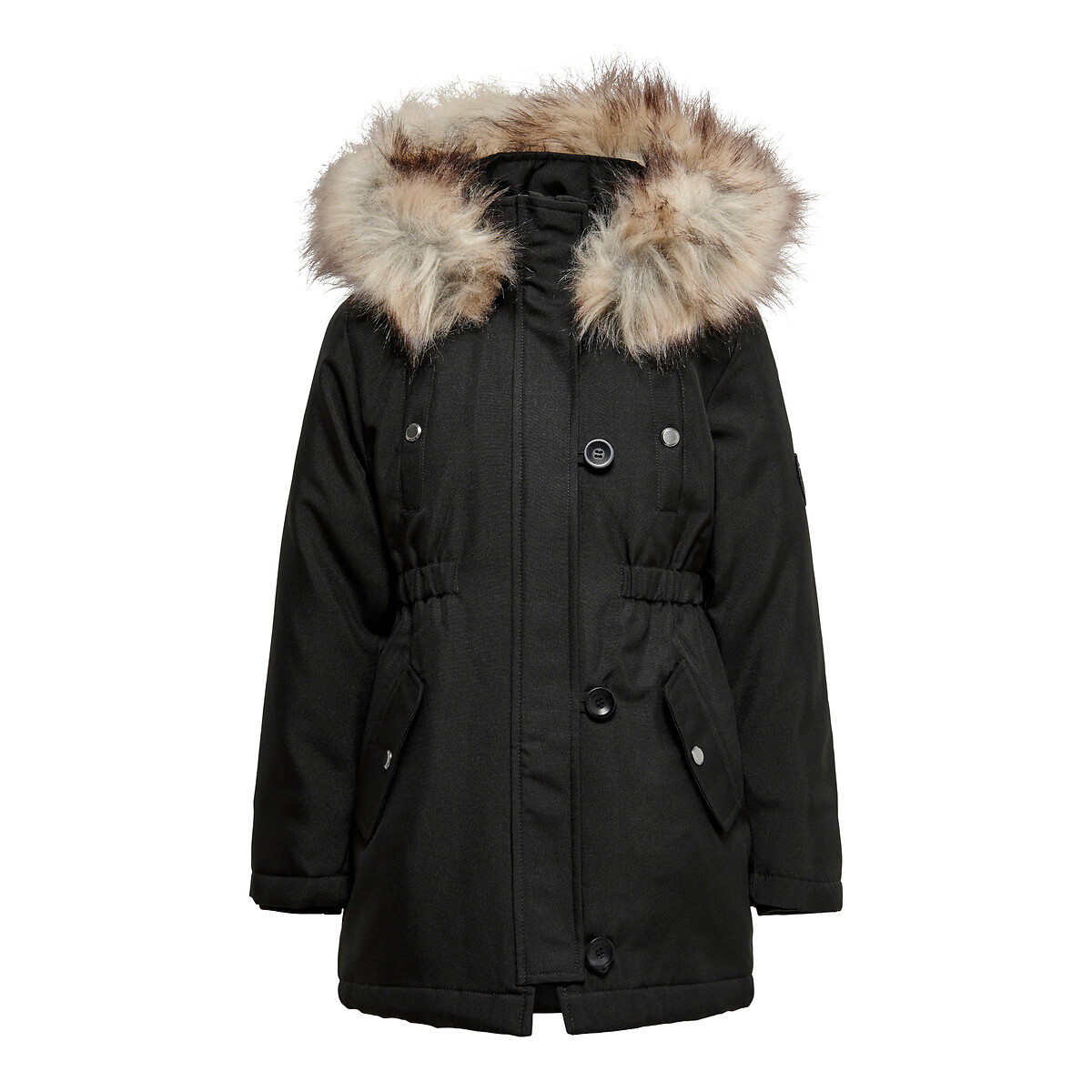 Hooded Parka with Removable Faux Fur Trim