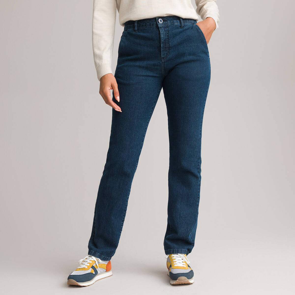 Straight Stretch Denim Jeans, Length 30.5"