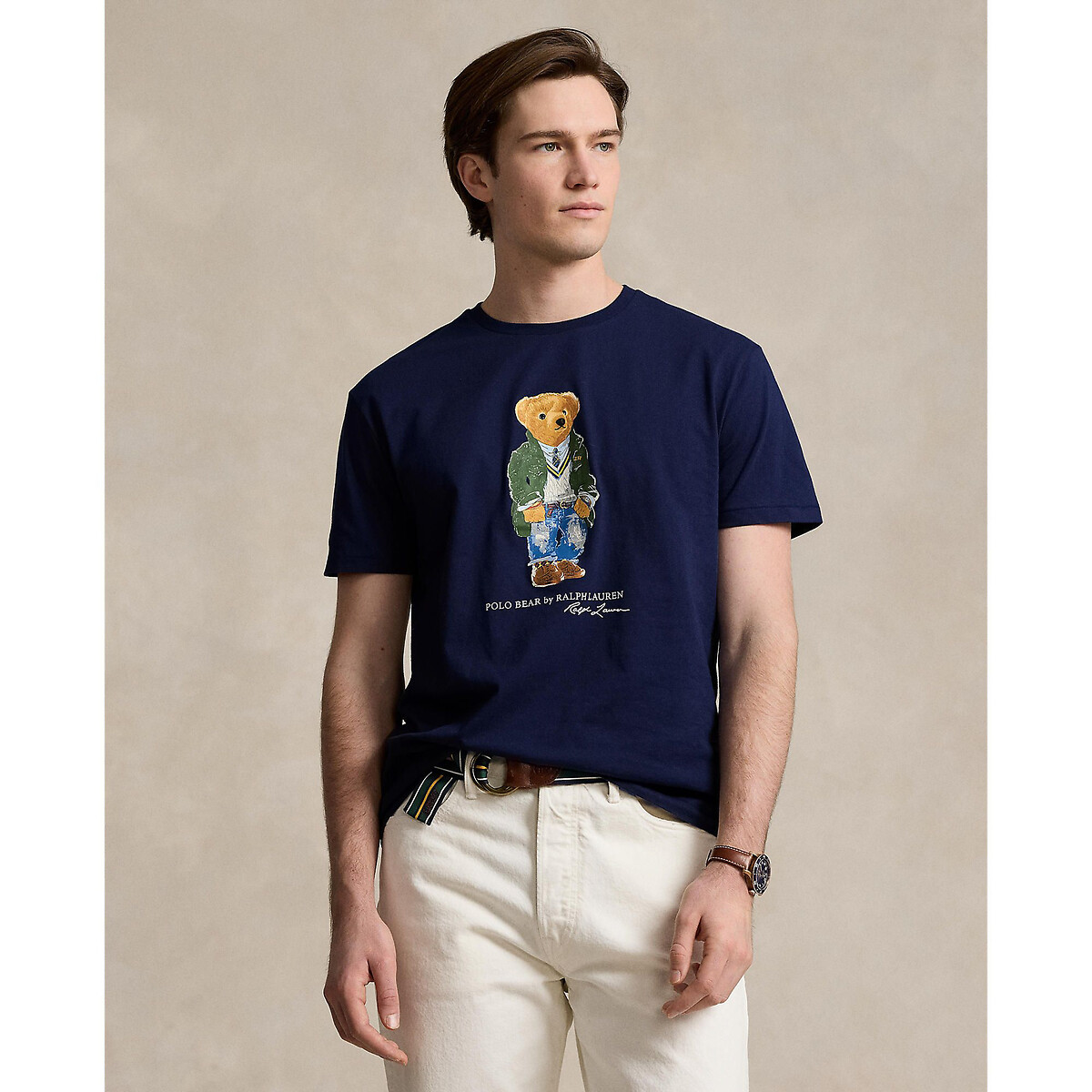 Bear Print Cotton T-Shirt in Regular Fit