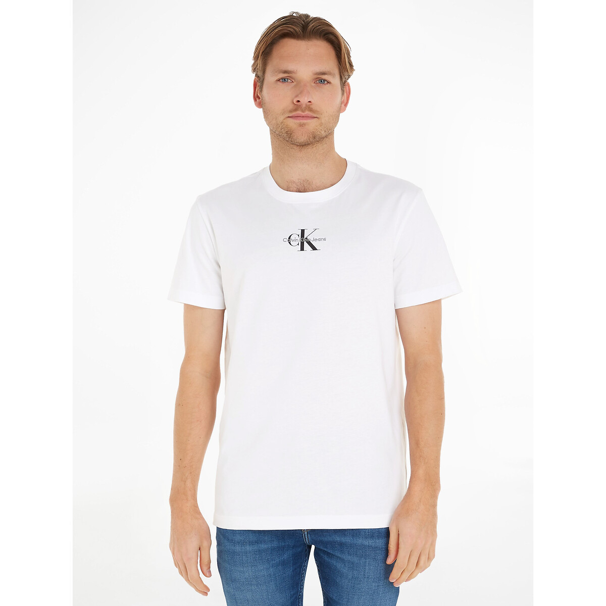 Mono Logo T-Shirt with Crew Neck and Short Sleeves