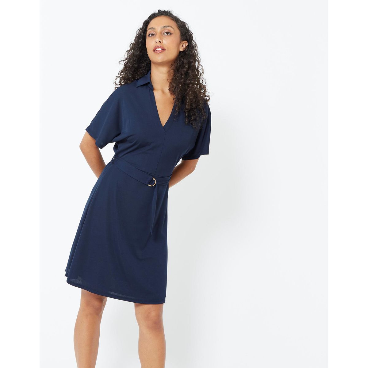 Robe Courte Unie Bleu Marine Riu Paris La Redoute