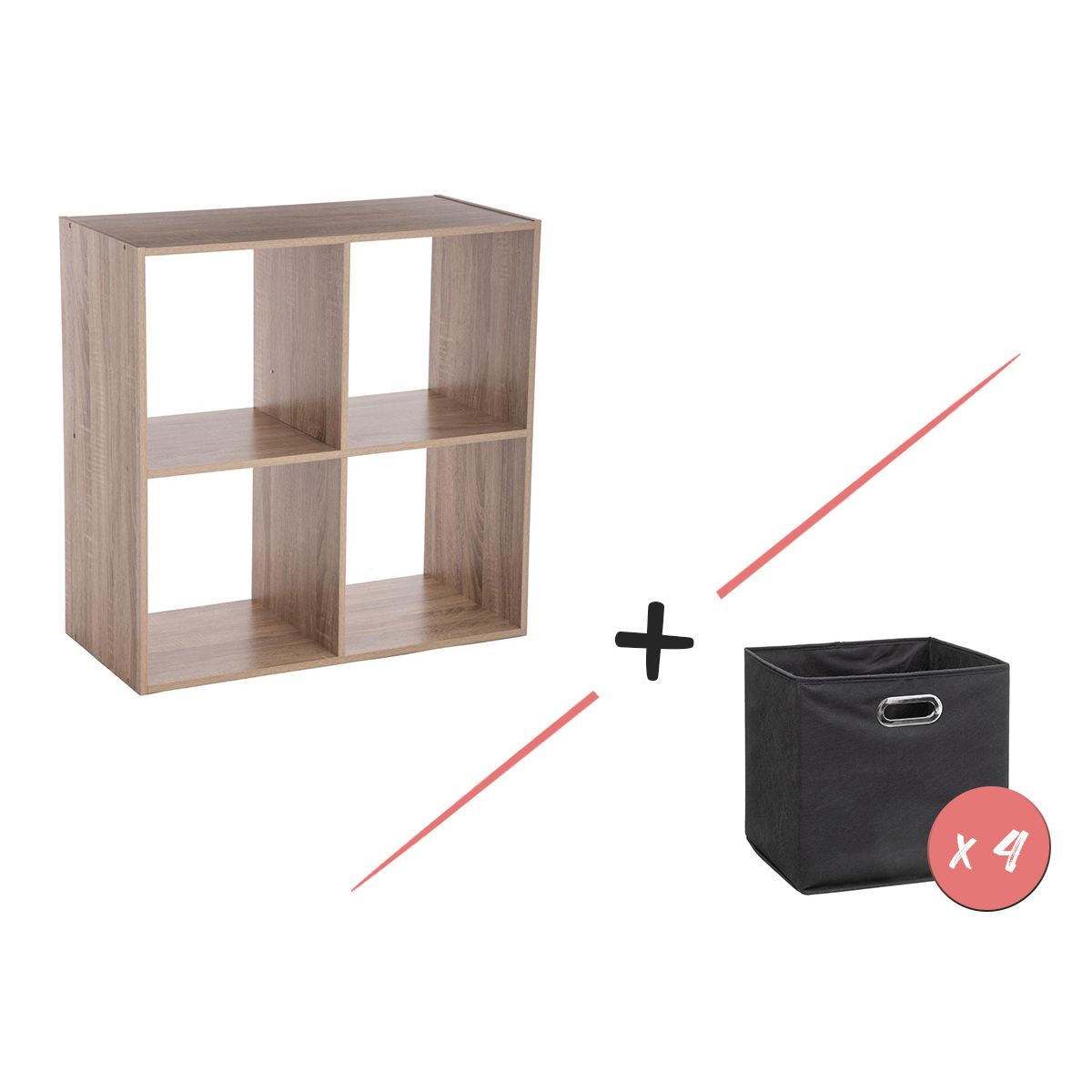 Étagère 4 cases mix n modul five Couleur naturel Atmosphera La Redoute