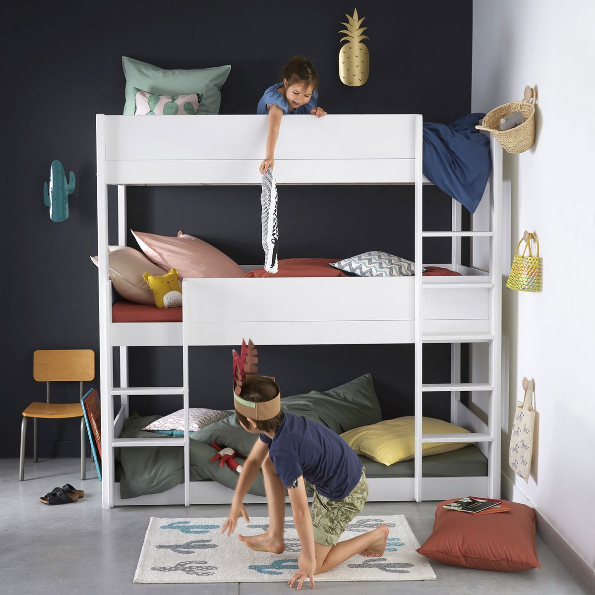 Métal lit simple superposé 2 personnes chambre à deux lits enfants de cadre de lit meubles,Silver