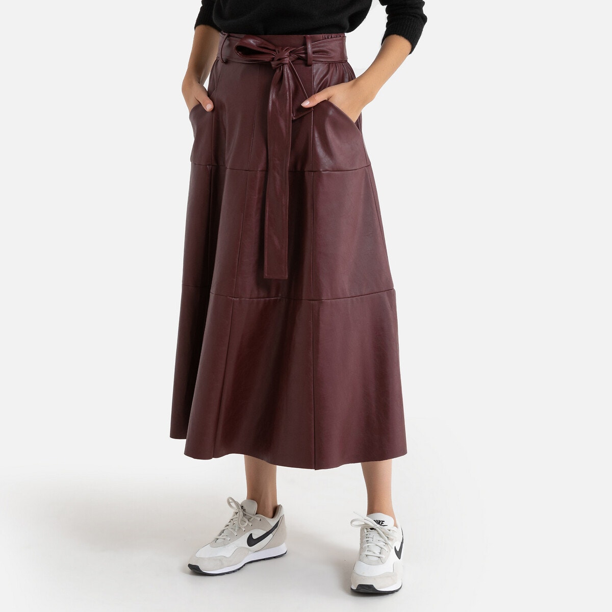 Jupe cuir bordeaux