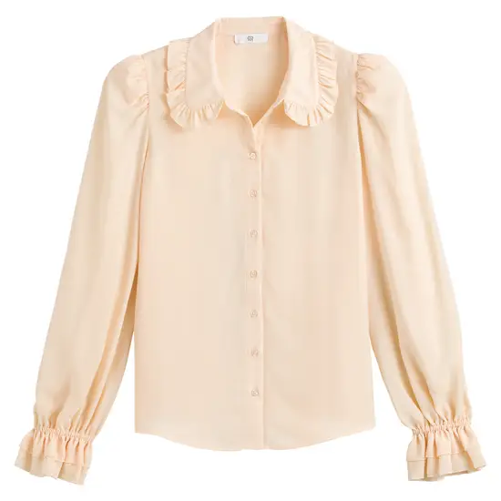 Cotton Short Sleeve T-Shirt with Peter Pan Collar