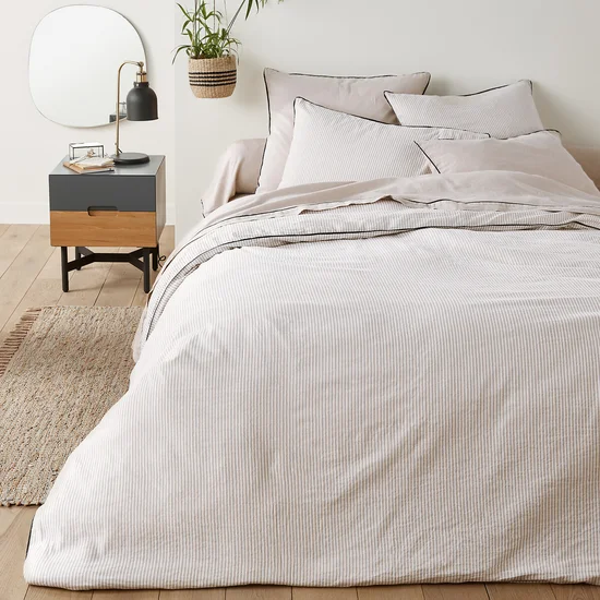 Lior Stiped Cotton Linen Blend Duvet Cover