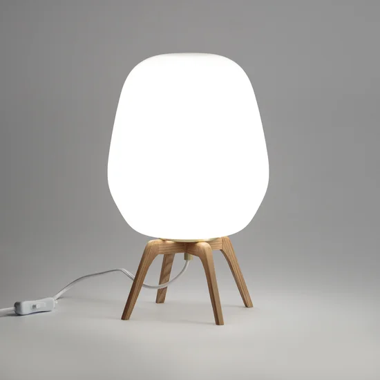 Boldo Opaline Glass & Wood Table Lamp