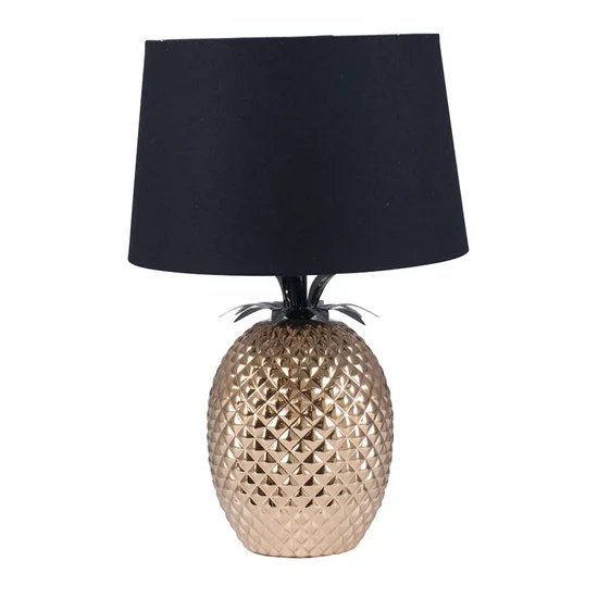 Gold Ceramic Pineapple with Faux Silk Shade Table Lamp