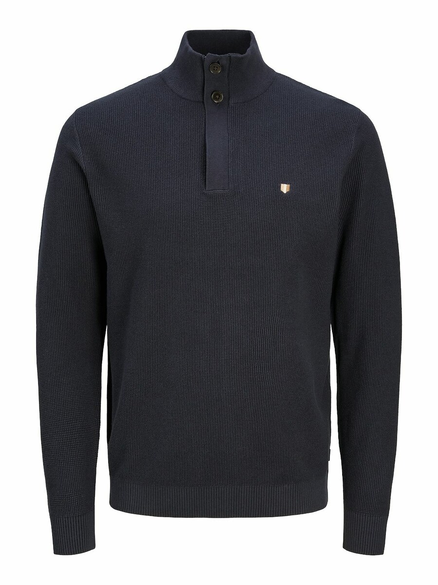 Cotton Half Zip Jumper with Button Fastening