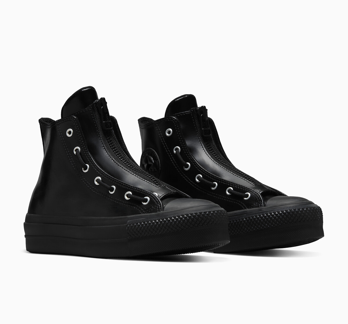 All Star Lift Hi Black Lux High Top Trainers in Leather