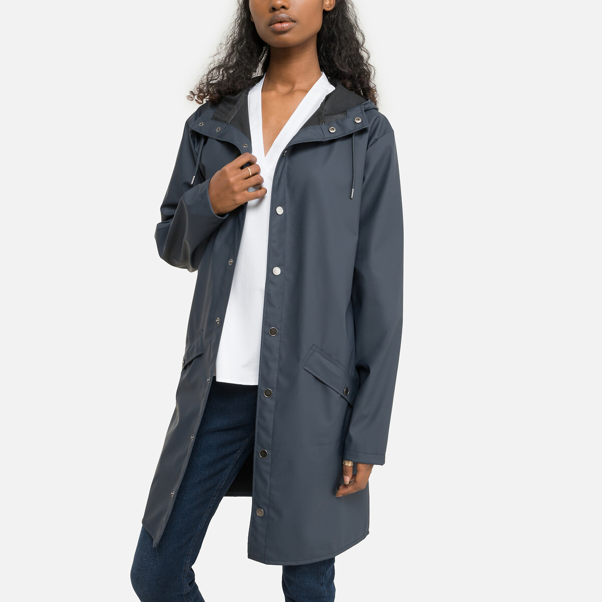 Unisex Waterproof Hooded Jacket with Zip Fastening