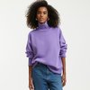 Pull col roulé femme violet