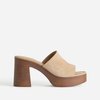 Mules beige talon carré