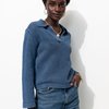 Pull col polo manches longues en maille ajourée