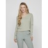Pull col v vert femme