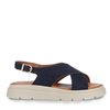 Sandales compensées cuir bleu marine