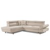 Canapé d'angle gauche convertible 5 places tissu beige