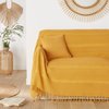 Plaid canapé jaune moutarde