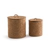 Panier rangement tressé avec couvercle