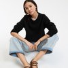 Pull noir laine femme col rond