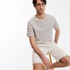 Beige blau gestreift