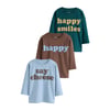 Slogan « Sourire Heureux » Multicolore Bleu/Baies/Vert