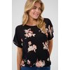 Noir/Orange Peach Flower Print