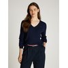 Pull torsadé bleu marine femme