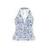 Crème/Bleu À Petits Motifs Floraux
