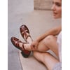 Cuir Plissé Verni Marron