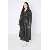 Manteau long simili cuir femme