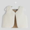Gilet sans manche fausse fourrure beige