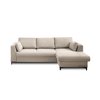 Canapé d'angle droit convertible 4 places tissu beige