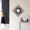 Miroir rond noir et bois