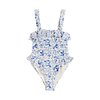 Crème/Bleu À Petits Motifs Floraux