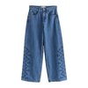 Broderie Florale Bleu Foncé