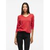 Pull rouge col v femme