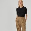 Pull noir femme manches courtes