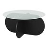 Table basse bois noir et verre