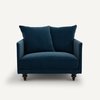 Fauteuil velours bleu paon