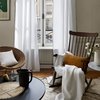 Rideau blanc motif gris