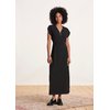 Robe portefeuille noire mi longue