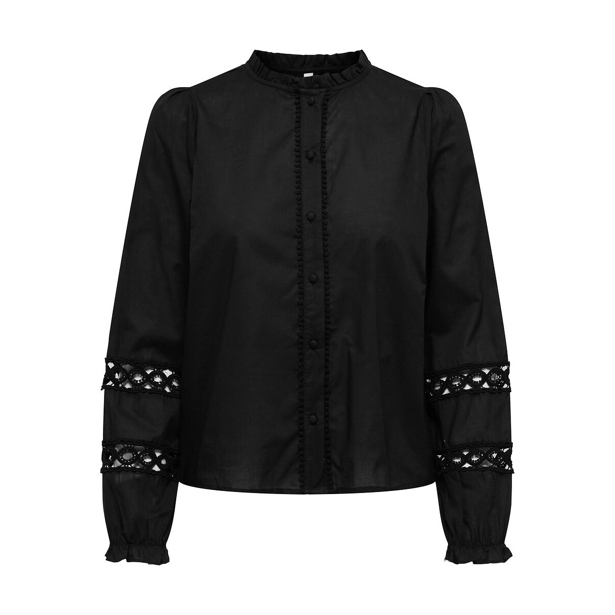 Only Mandarin Collar Blouse With Long Sleeves Women's Black Medium