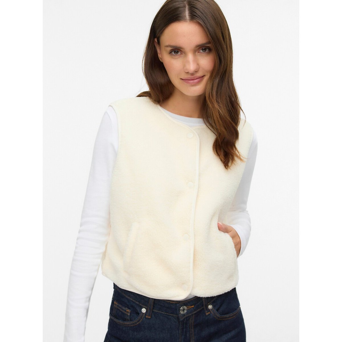 Vero Moda Sherpa Gilet Women's White Extra Large