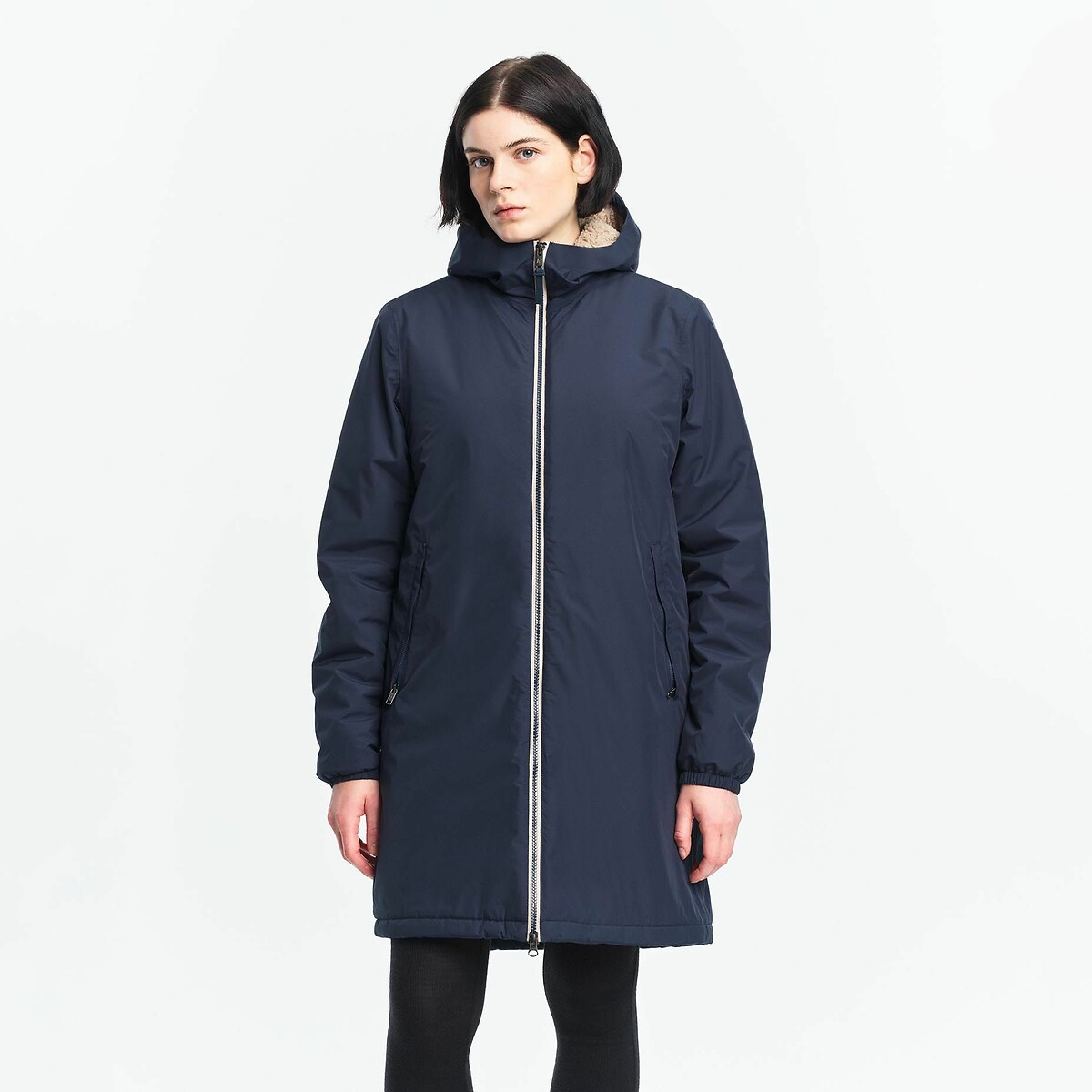 Aigle Mt Unisex Long Waterproof Parka With Sherpa Lining Men's Navy Blue Large