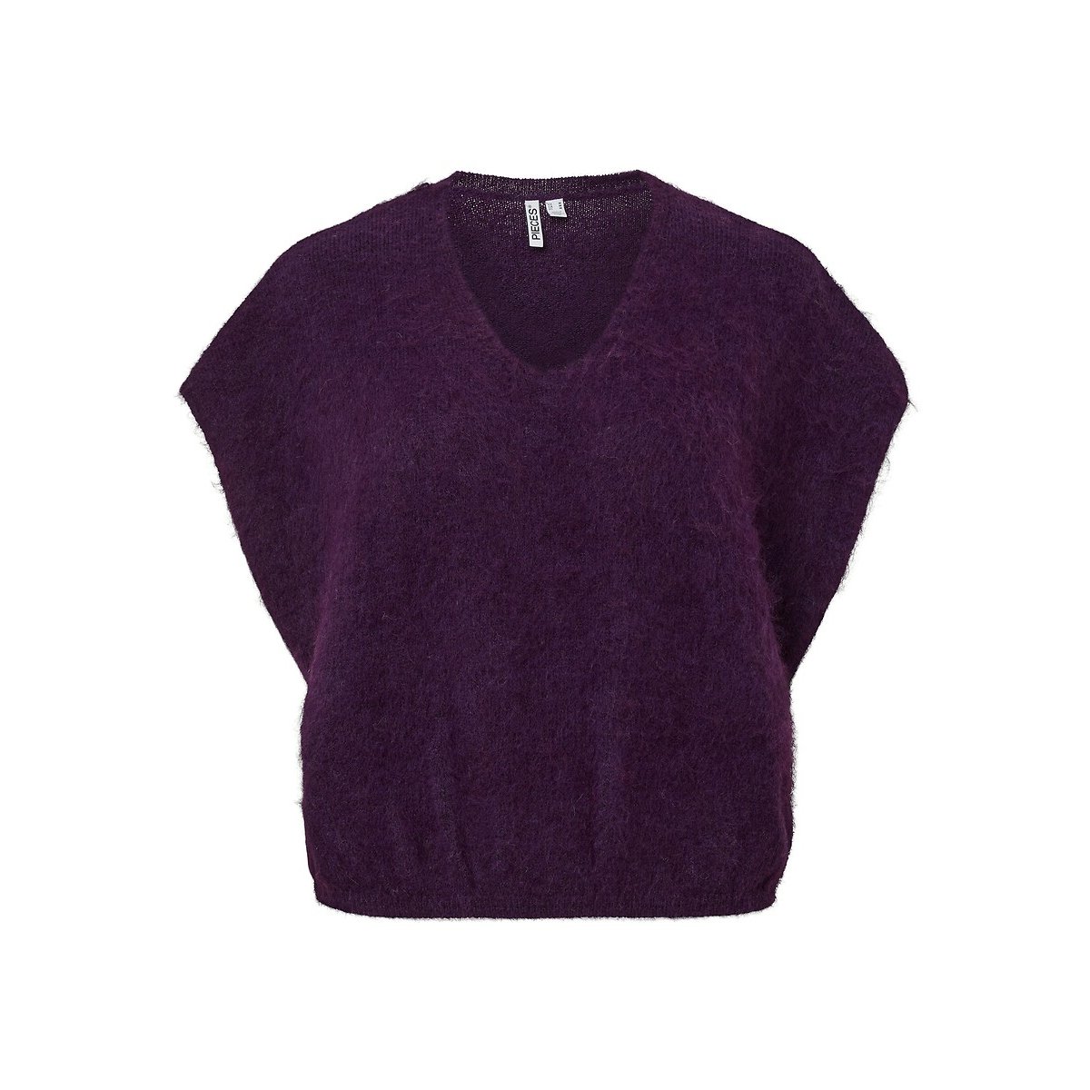 Pieces Jersey sin mangas con cuello de pico. Morado