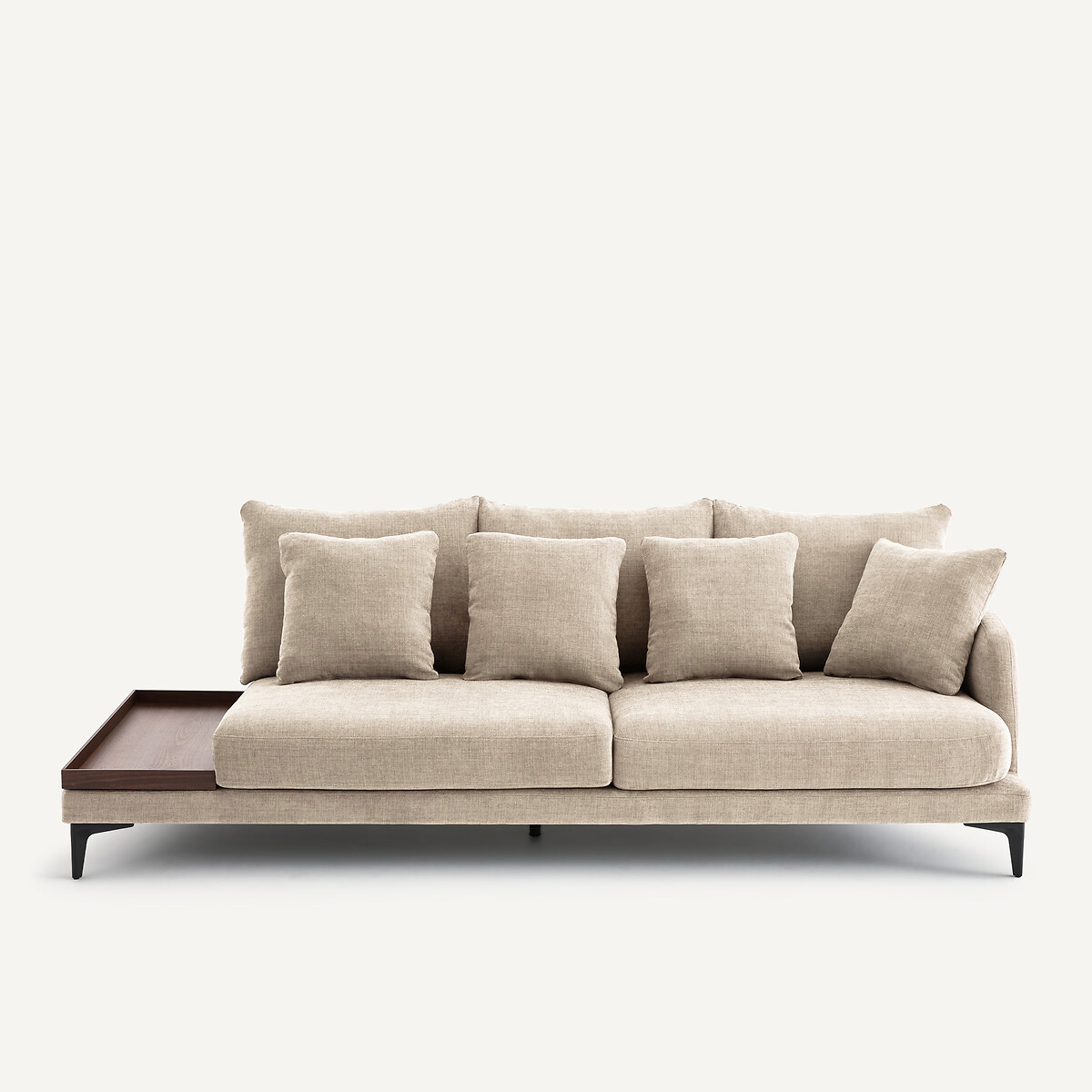 EMMANUEL GALLINA X AM.PM Halve bank met tafelblad, van polyester en katoen, MODERNISTE