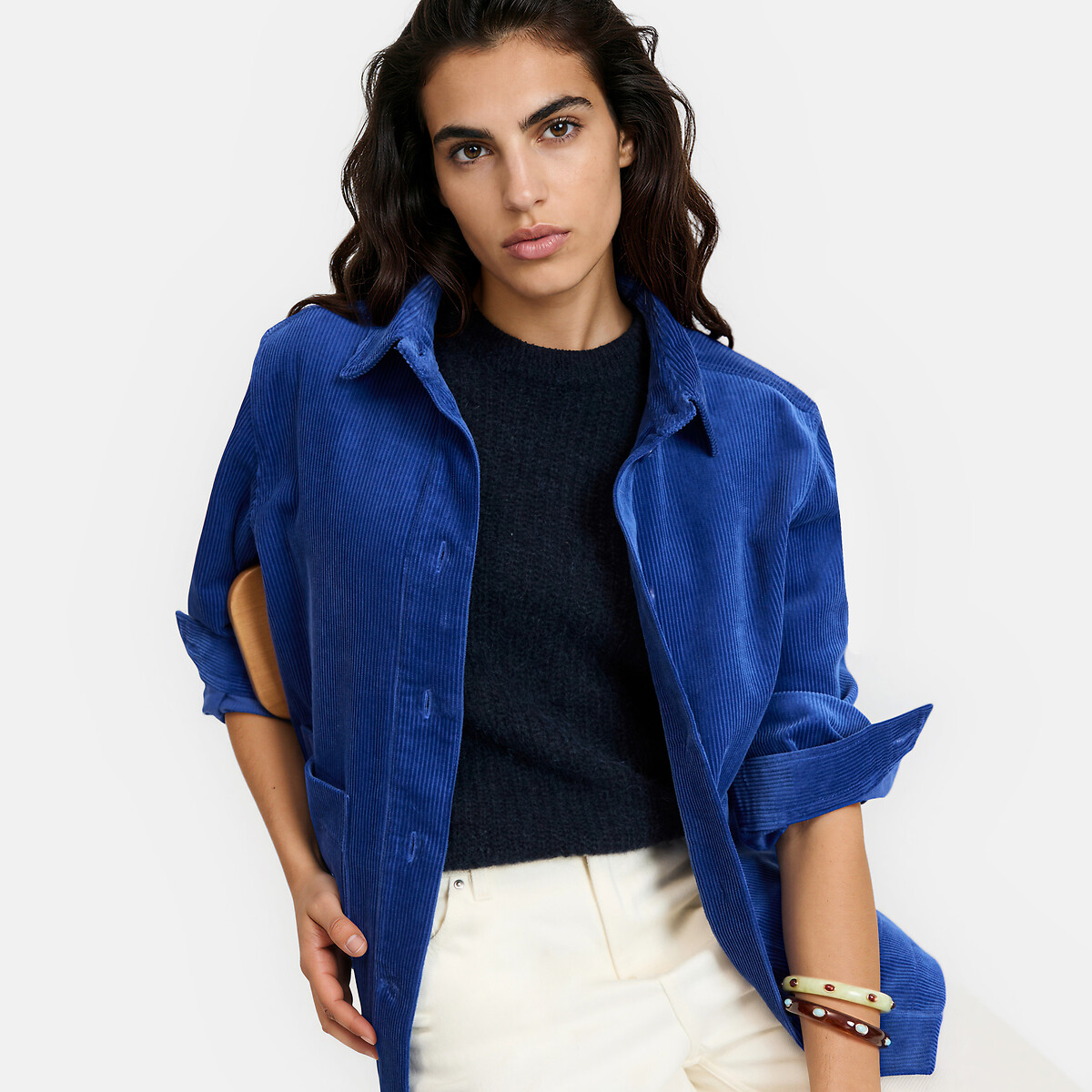 Veste chemise oversize en velours 