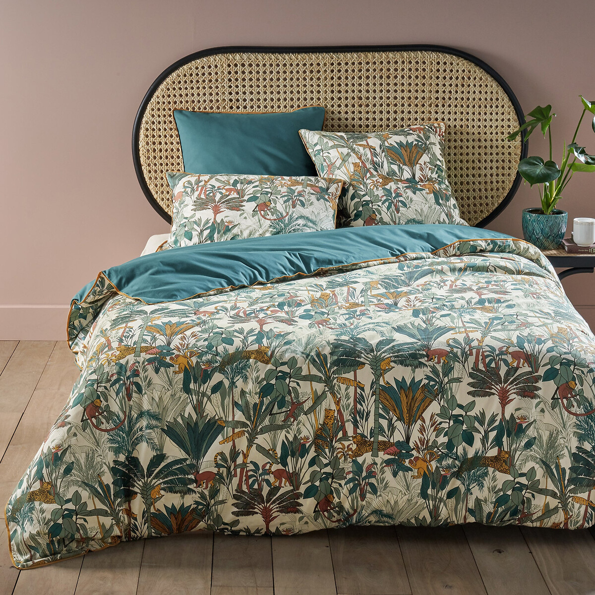 La Redoute Interieurs Saraya Jungle Cotton Percale 200 Thread Count Duvet Cover Unisex Printed Double (200X200cm)