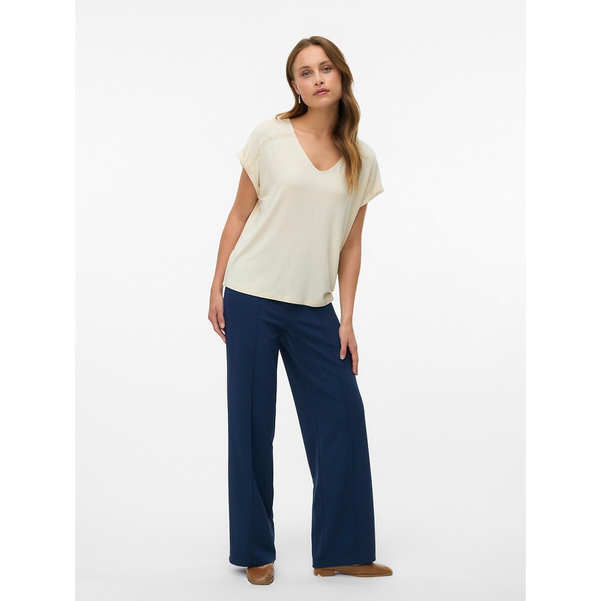 Vero Moda Wide Leg Trousers Women's Navy Blue Xs / L32